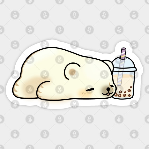 Little Polar Bear Chilling with it's Boba Tea Sticker by SirBobalot